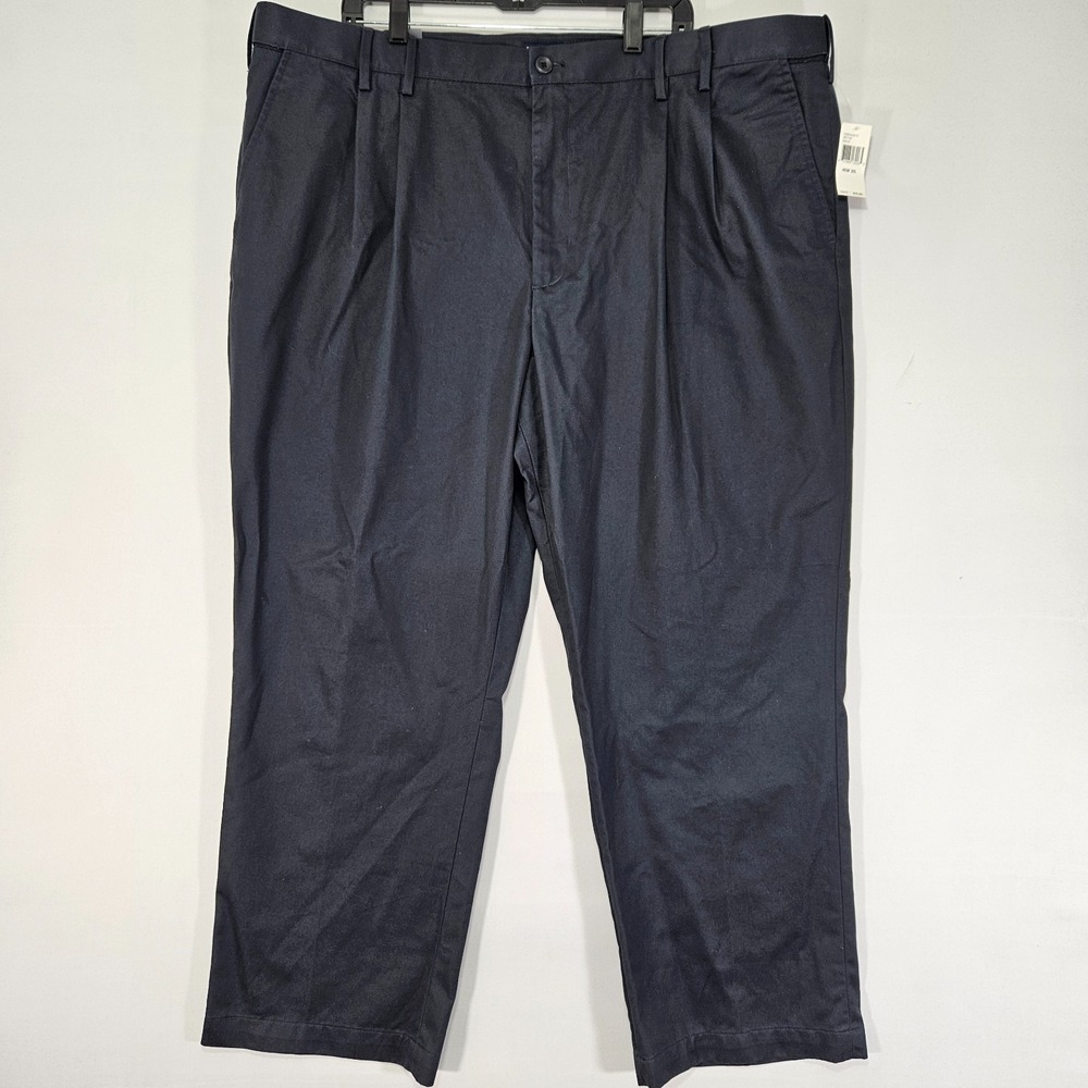 Izod‎ Men's Chino Pants Navy Blue Pleated American Chino Extender Waist 46x30